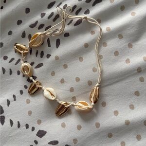 Handmade Shell Choker Ankle Bracelet in Cream and Gold